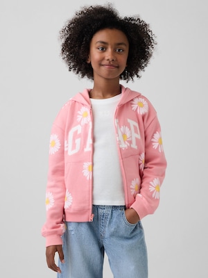 リラックスフィット GAPロゴ フレンチテリー ジップアップパーカー (キッズ)