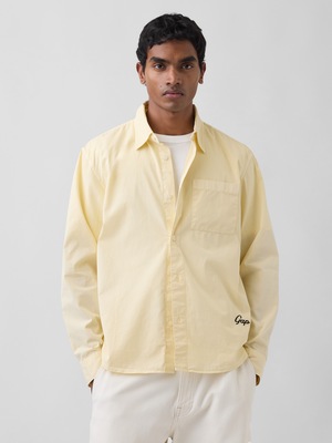 オーガニックコットン リラックスフィット GAPロゴ ポプリンシャツ