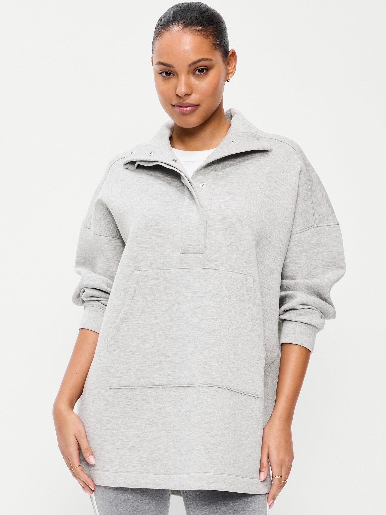 Bounce Fleece Oversized Snap-Front Tunic