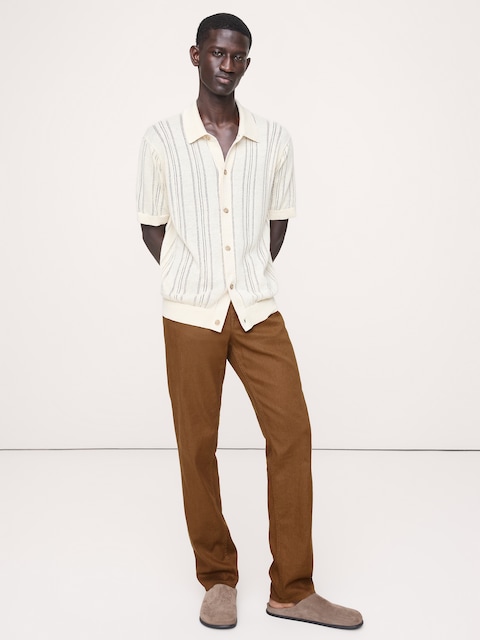PANTALON VOYAGEUR ÉTROIT EN LIN ET COTON