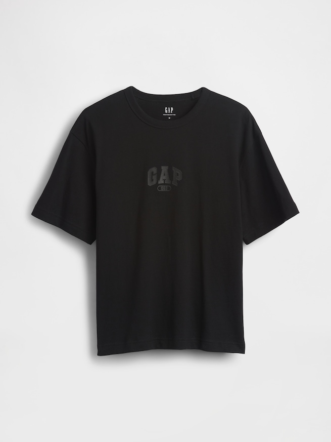 ヘビーウェイト リラックスフィット GAP1969ロゴ クロップドTシャツ-4