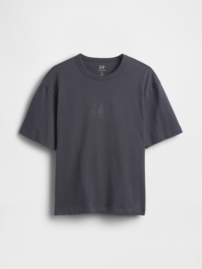 ヘビーウェイト リラックスフィット GAP1969ロゴ クロップドTシャツ-4