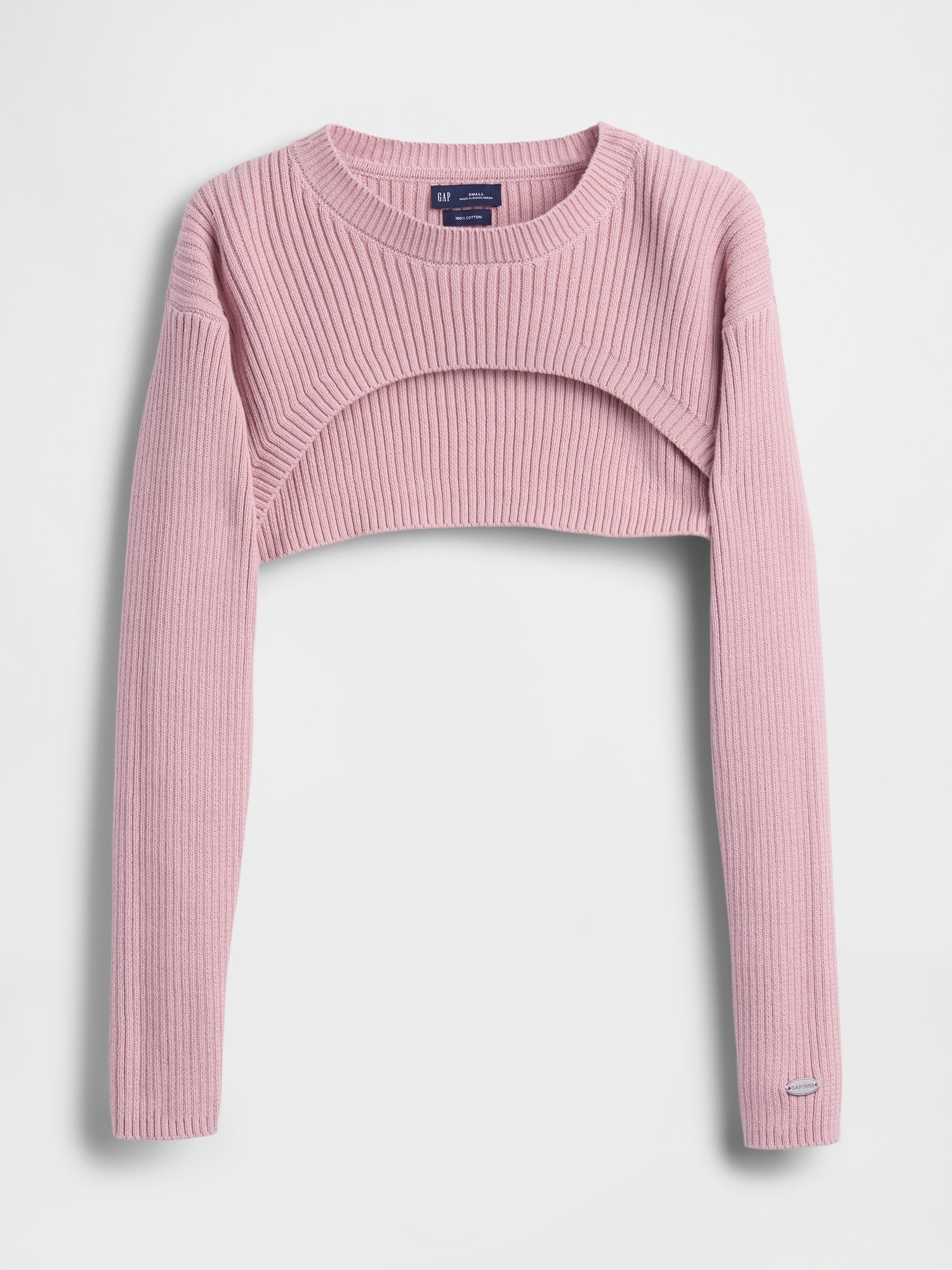 コットン100% リラックスフィット リブ ボレロセーター-5