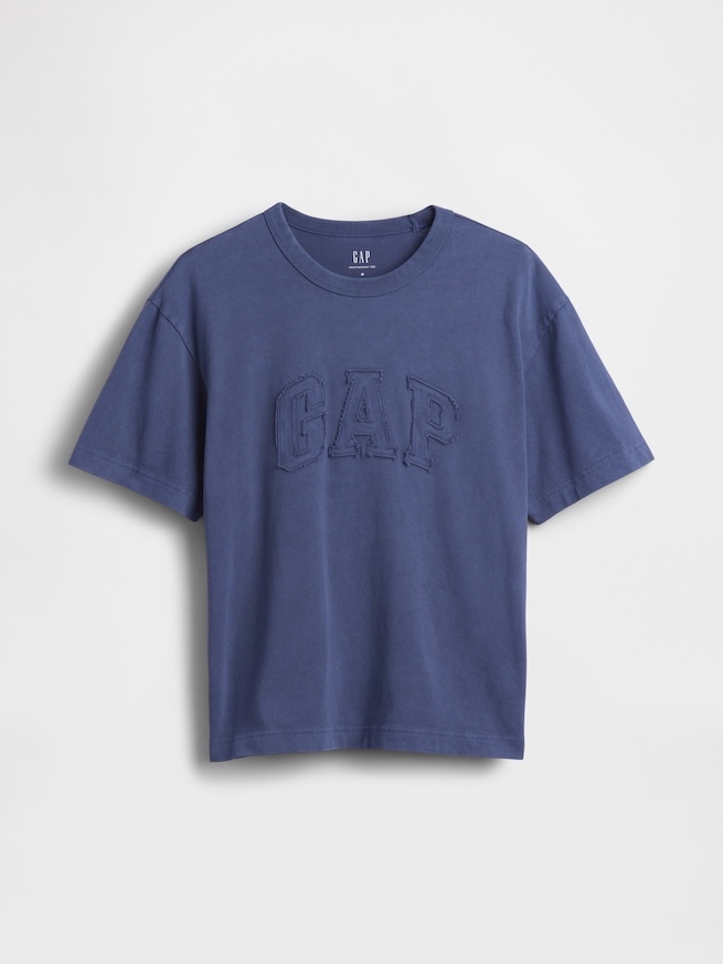ヘビーウェイト リラックスフィット GAPロゴ クロップドTシャツ-4