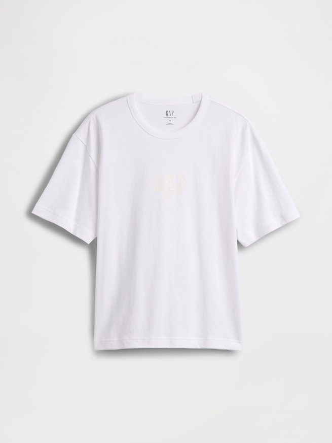 ヘビーウェイト リラックスフィット GAP1969ロゴ クロップドTシャツ-4