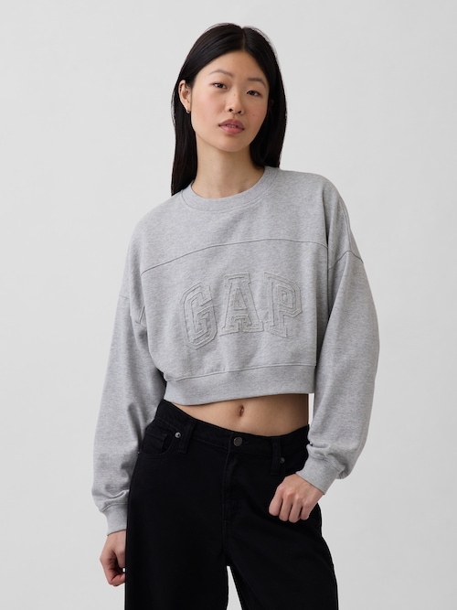 フレンチテリー オーバーサイズ GAPロゴ クロップドスウェットシャツ