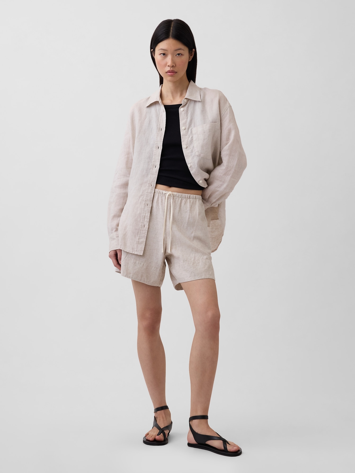 SHORT CONFORT EN MÉLANGE DE LIN