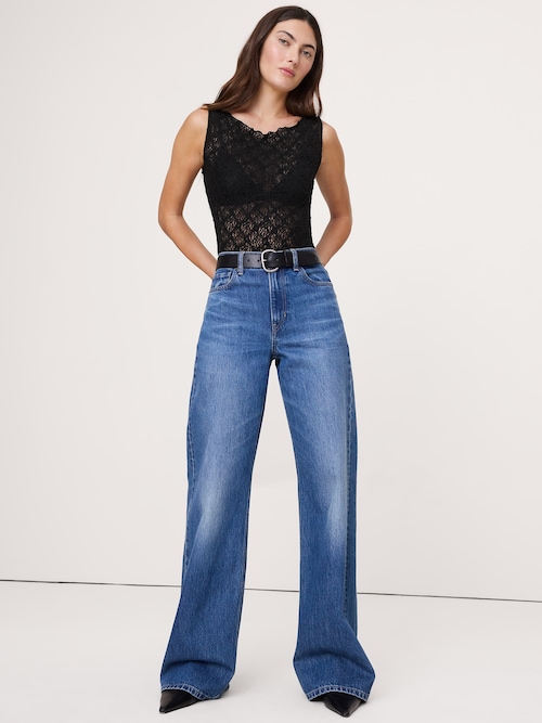 レース ボートネック タンクトップ