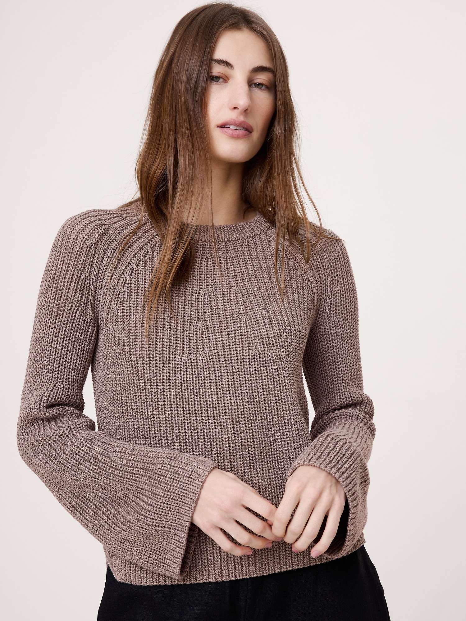 Cotton Flare-Sleeve Sweater