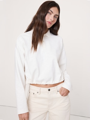 ヘビー コットン スラブ クロップド ポロシャツ