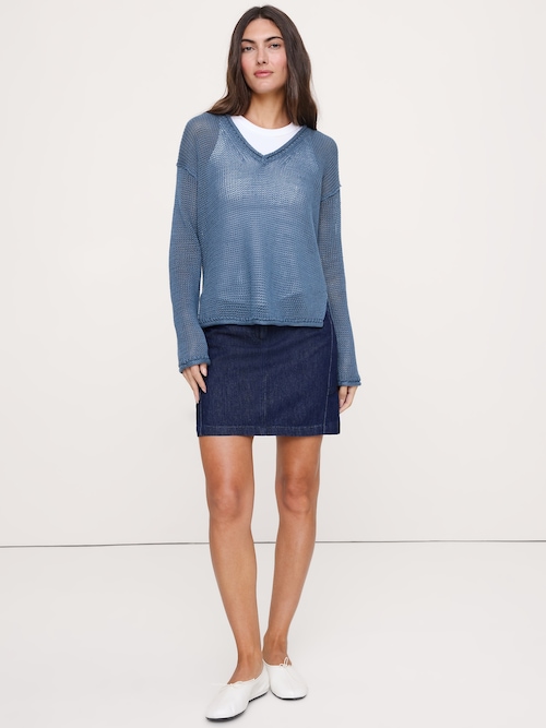 エアルーム リネン Vネックセーター