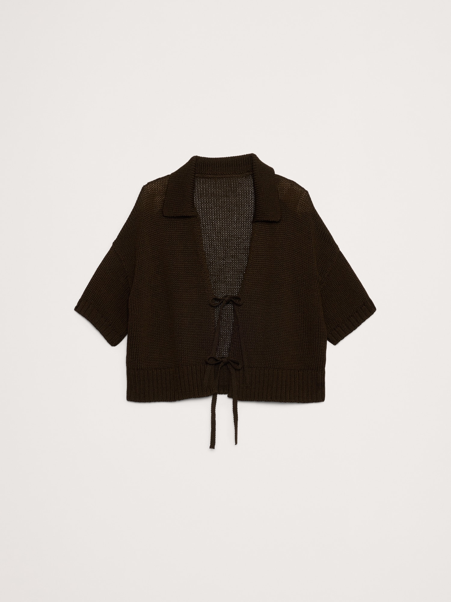 コットン タイフロント ポロ カーディガン-1