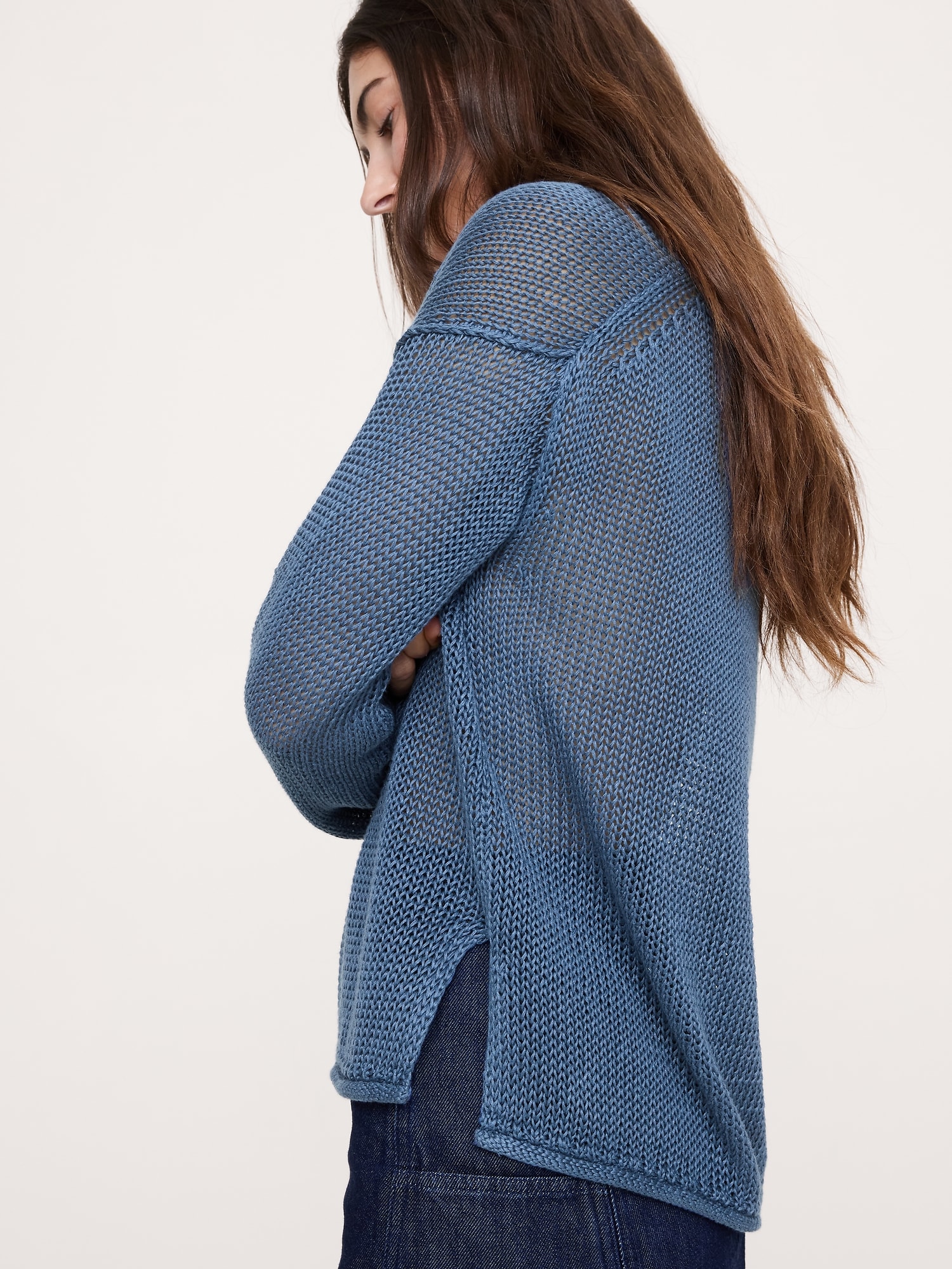 エアルーム リネン Vネックセーター-2