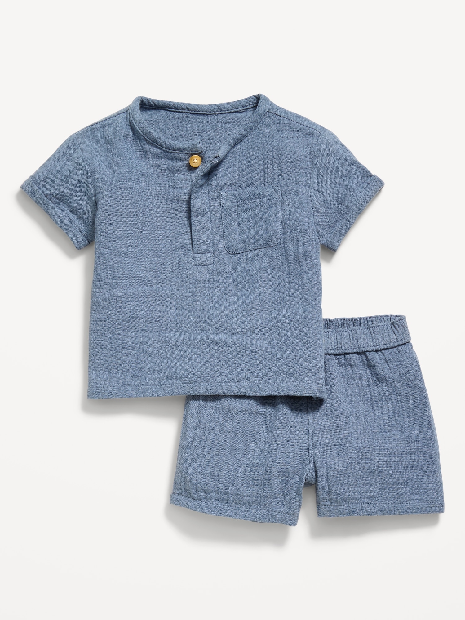 Double-Weave Pocket T-Shirt and Shorts Set for Baby