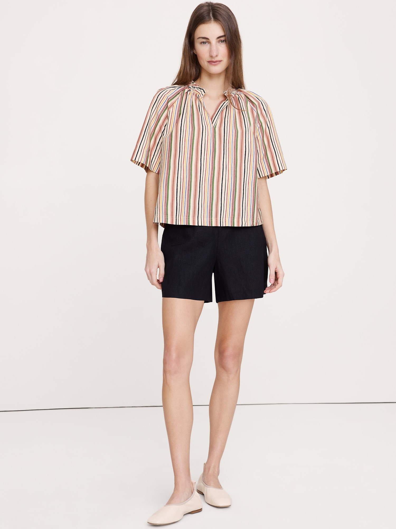 HAUT À ENCOLURE FENDUE EN POPELINE DE COTON