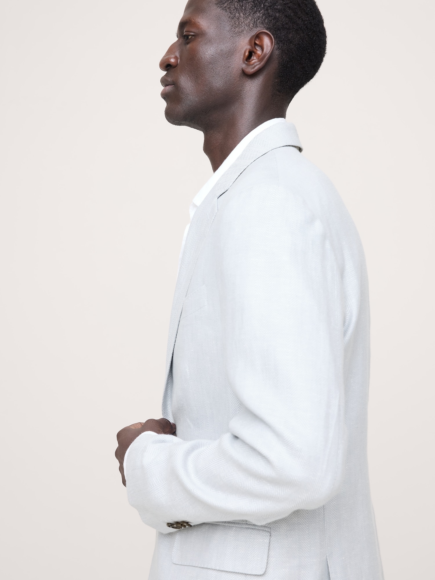 ヘリンボーン リネン メリノ スーツジャケット-3