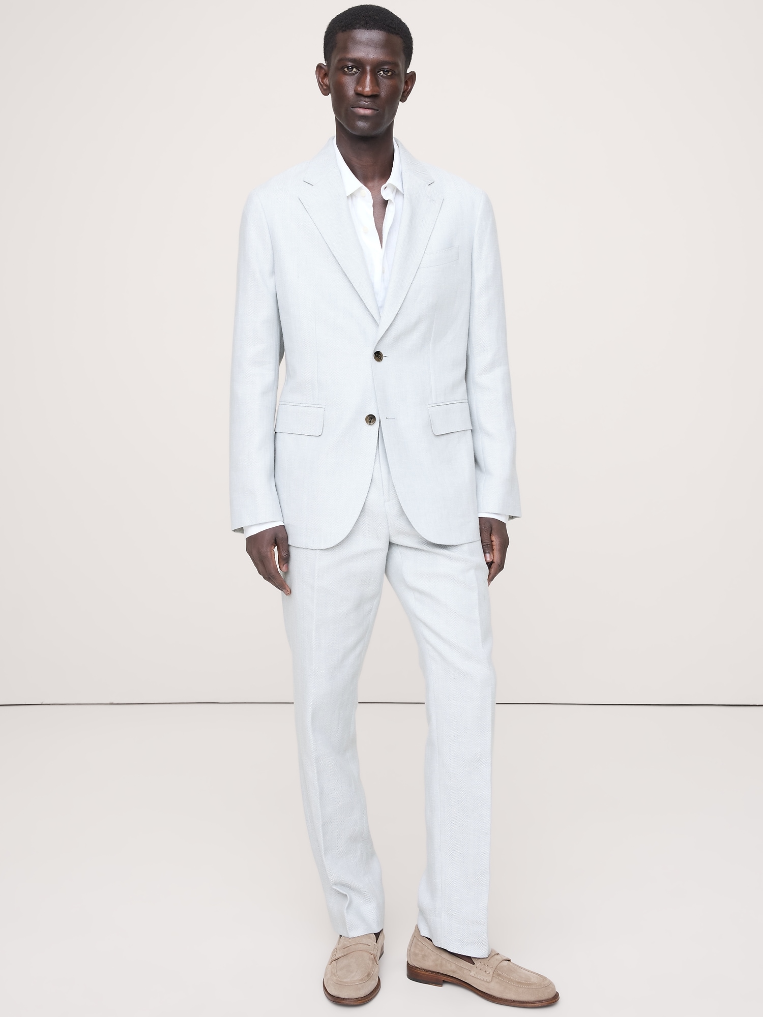 ヘリンボーン リネン メリノ スーツジャケット-5