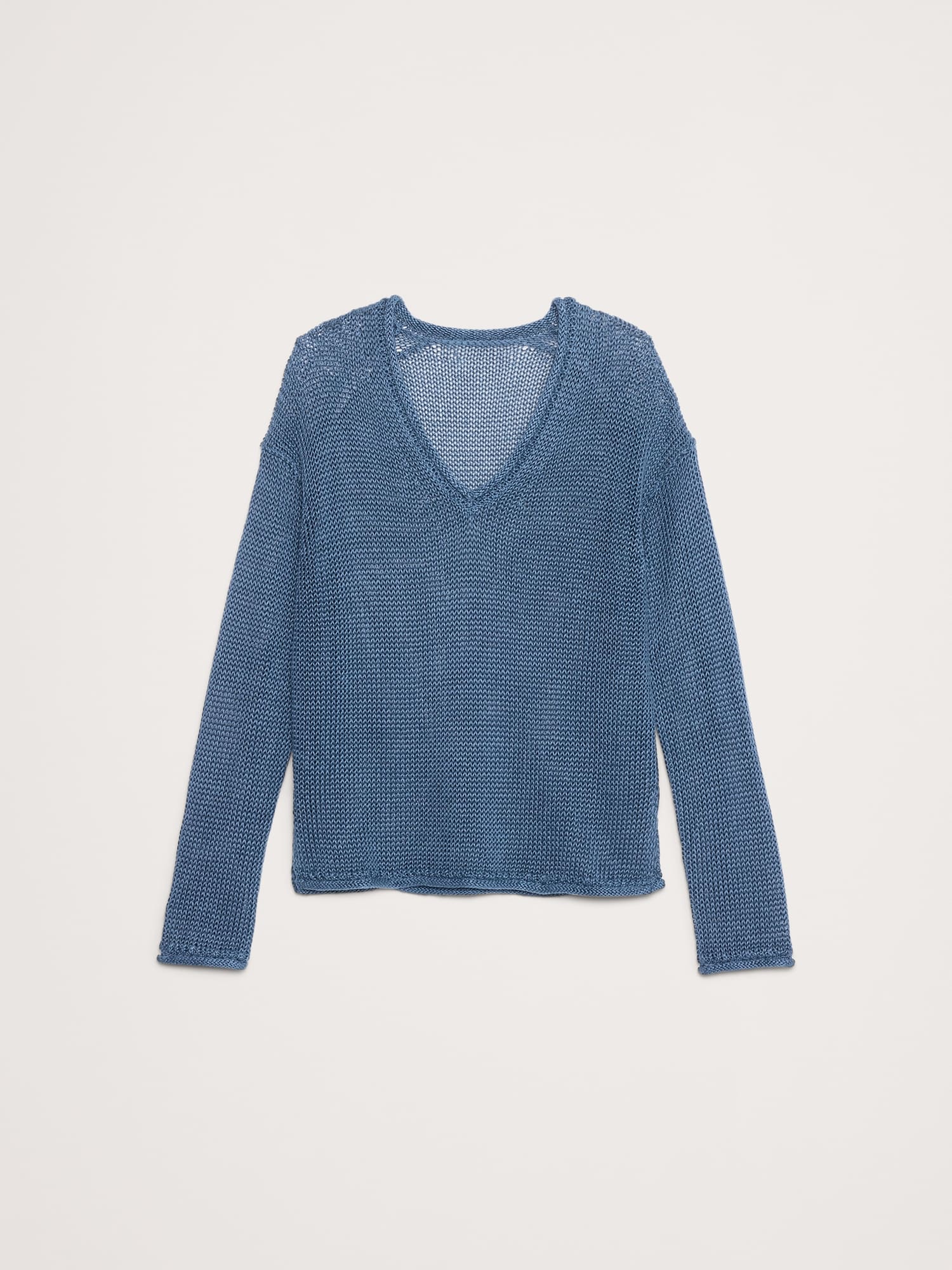 エアルーム リネン Vネックセーター-3