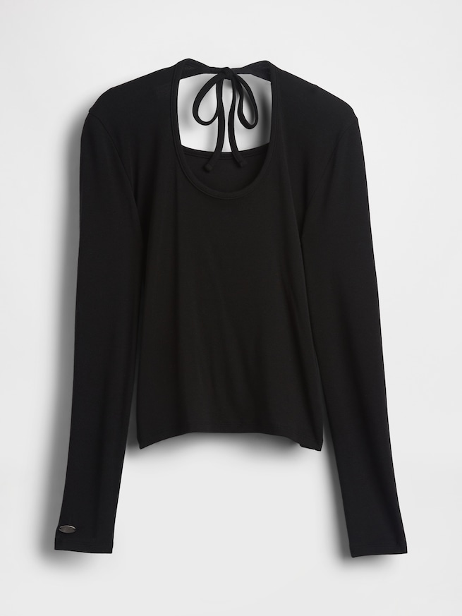 モダン バックタイ Tシャツ-5