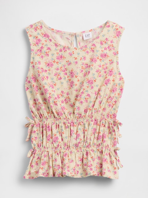 Kids Linen-Blend Bow Top