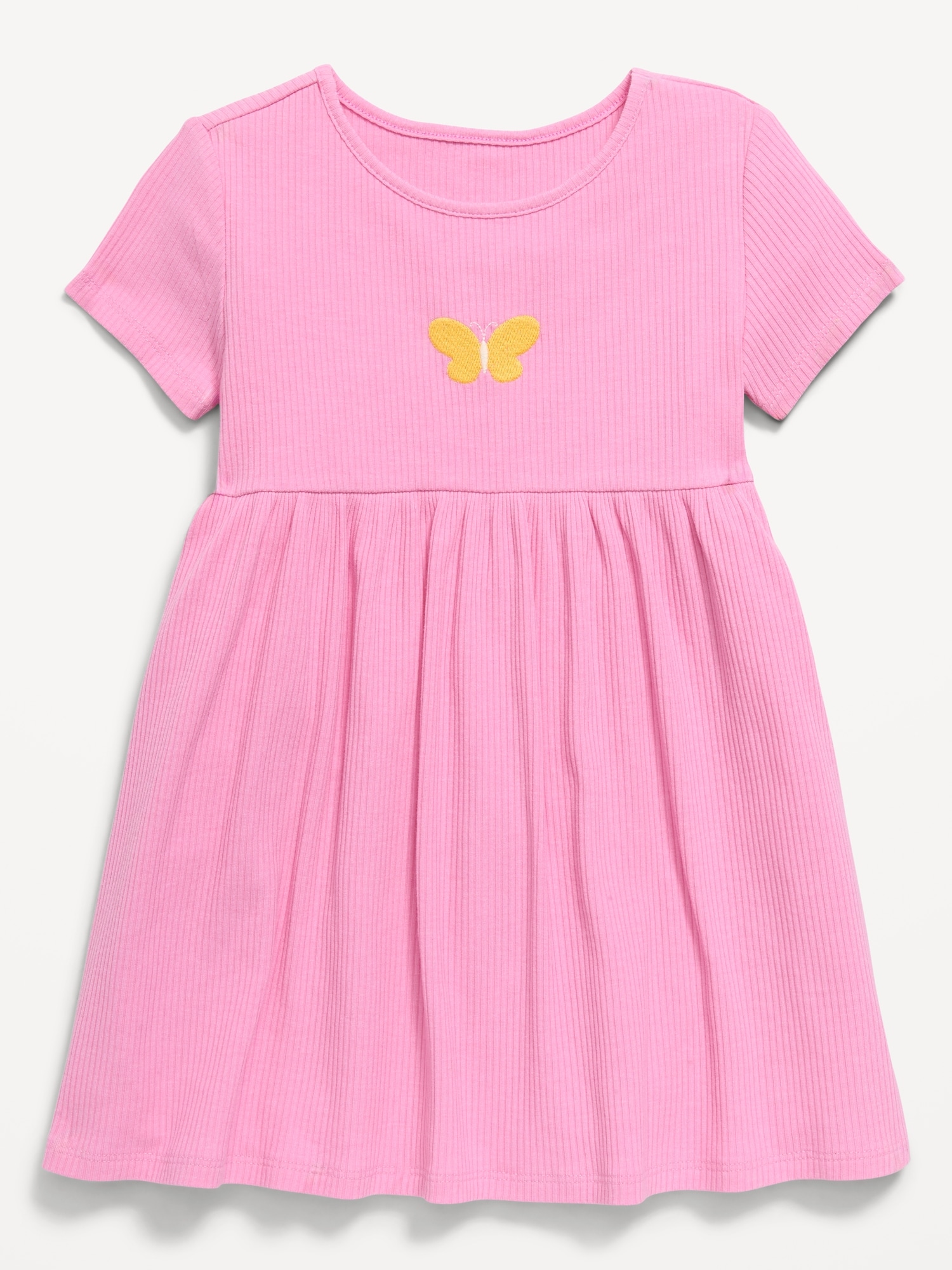 ROBE CÔTELÉE À MANCHES COURTES ET À IMPRIMÉ POUR TOUTE-PETITE FILLE