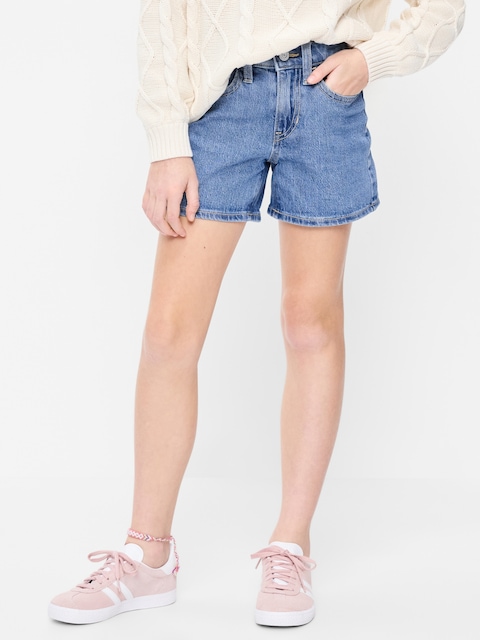 High-Waisted Jean Midi Shorts for Girls