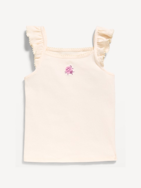 CAMISOLE CÔTELÉE À BORDURE À VOLANTS POUR TOUTE-PETITE
