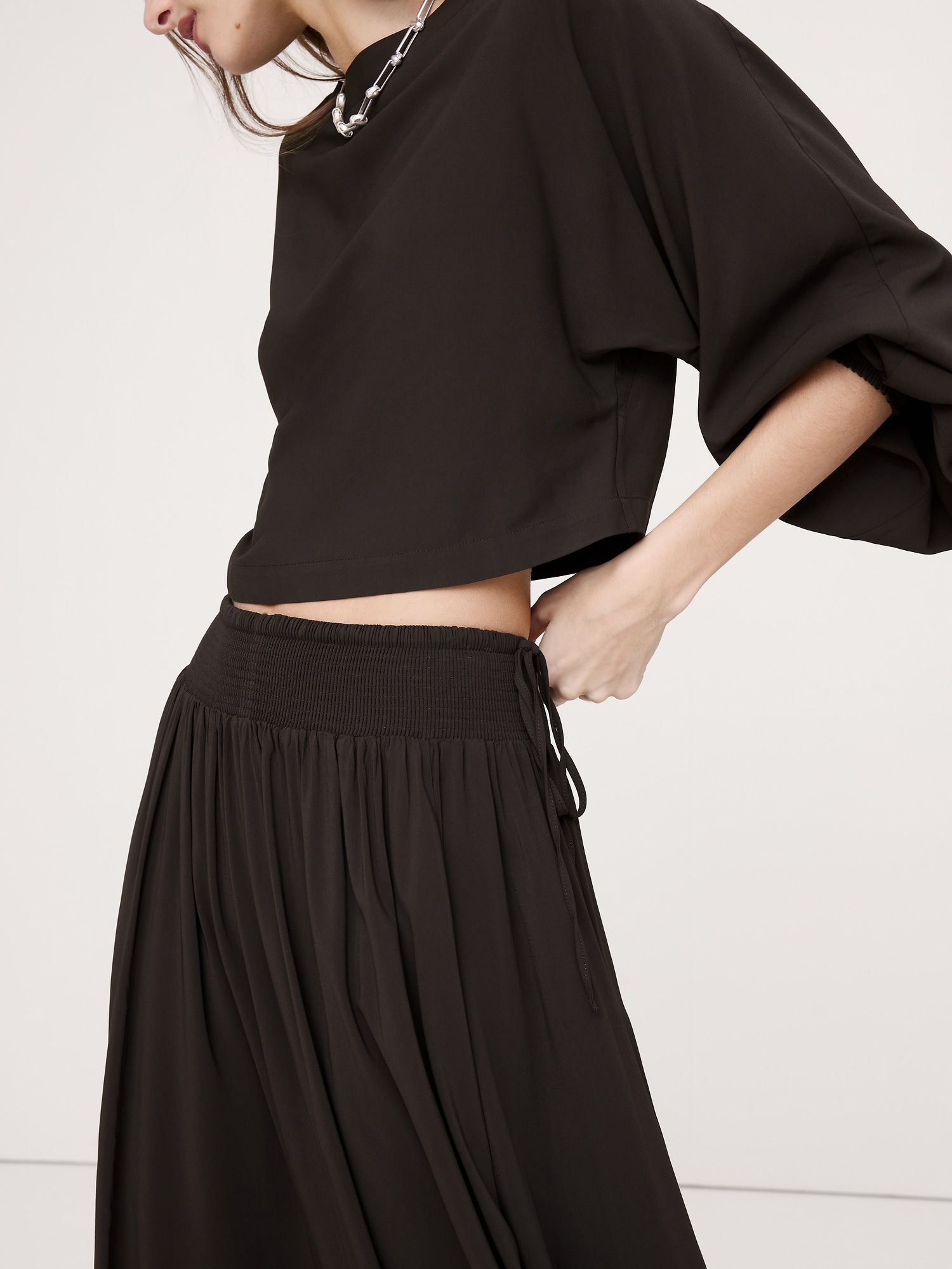 スモックド ジョーゼット マキシ スカート-3