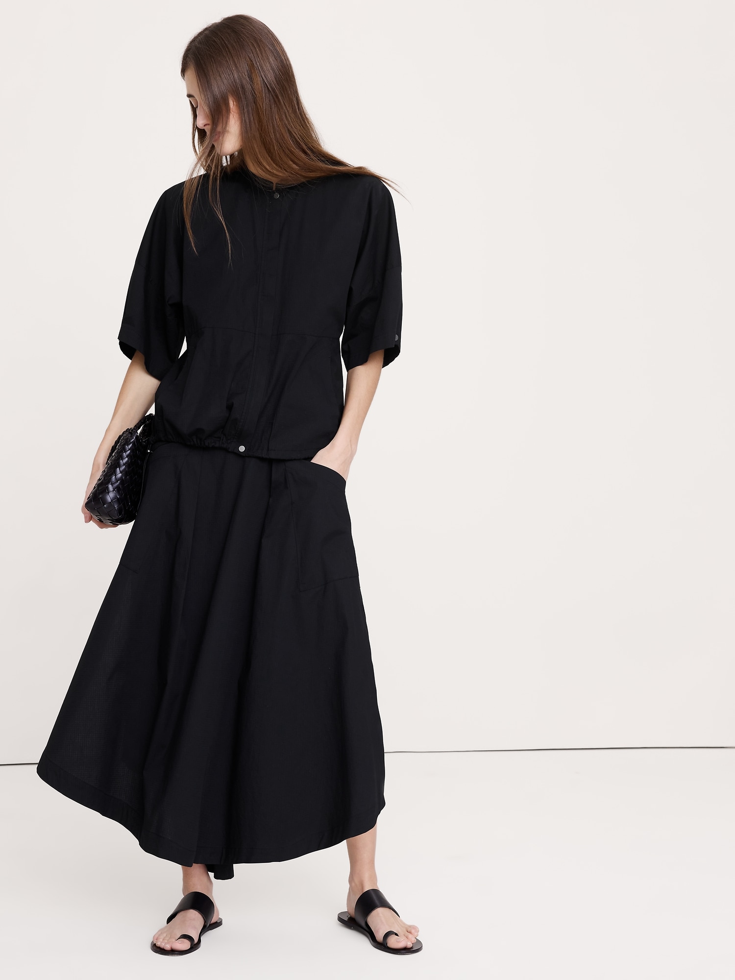 ストレッチ コットン パフスリーブ トップス-2