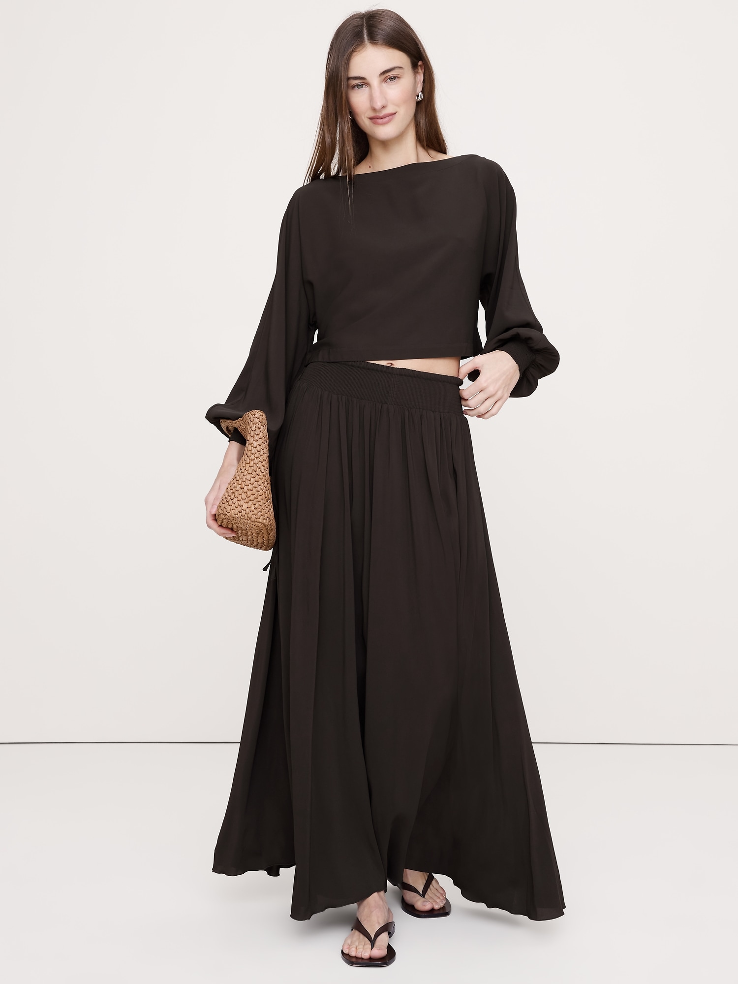 スモック ジョーゼット ボートネック トップス-2