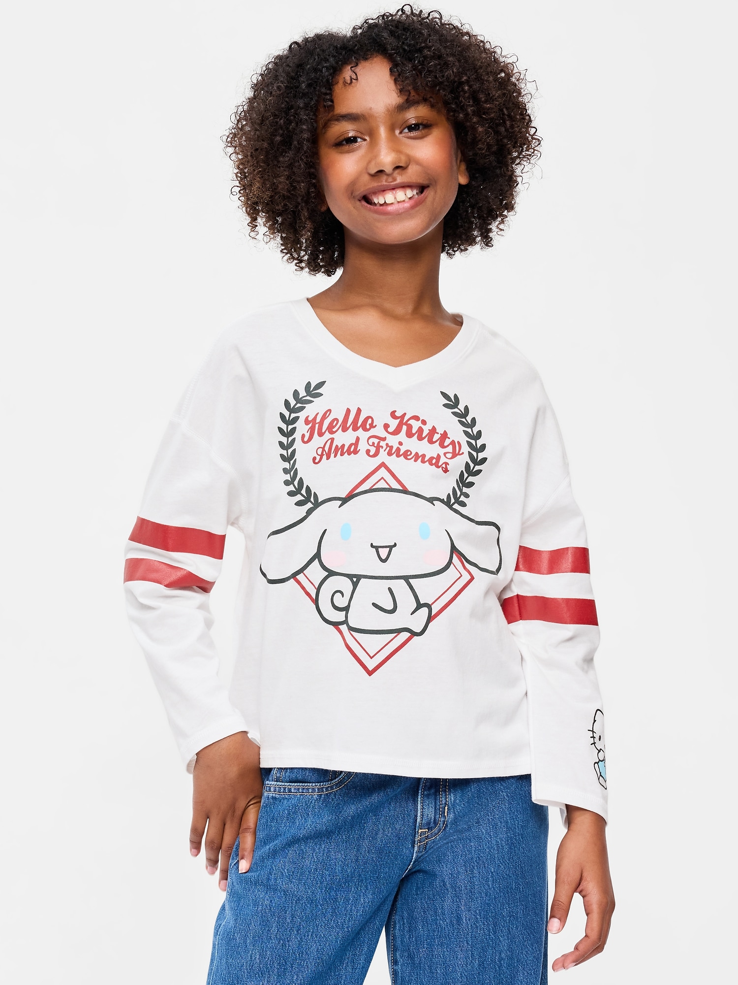 T-SHIRT À ENCOLURE EN V À IMPRIMÉ CINNAMOROLL™ POUR FILLE