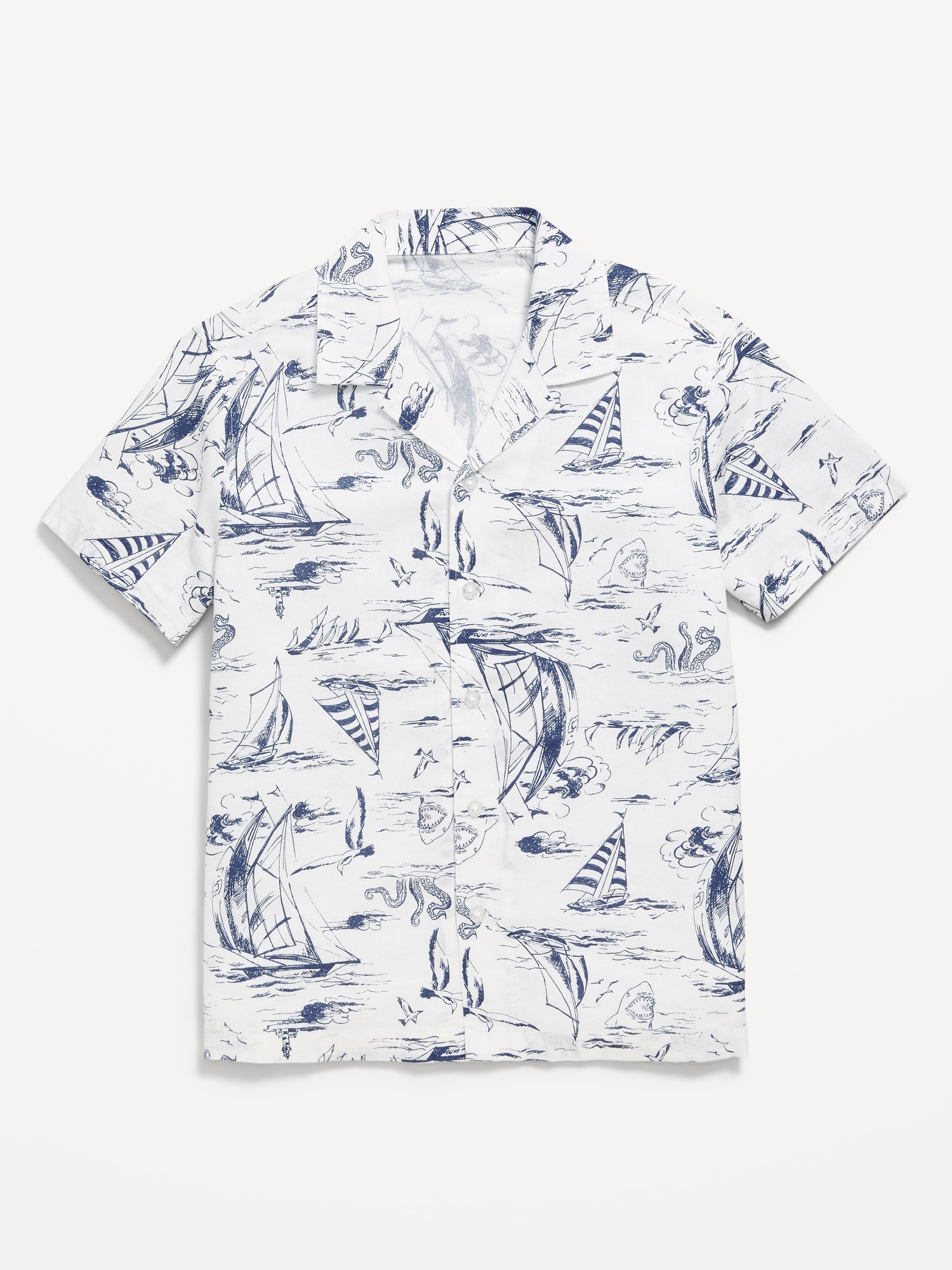 CHEMISE EN MÉLANGE DE LIN À MANCHES COURTES ET À MOTIF POUR GARÇON