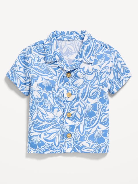 CHEMISE À MANCHES COURTES EN MÉLANGE DE LIN POUR BÉBÉ