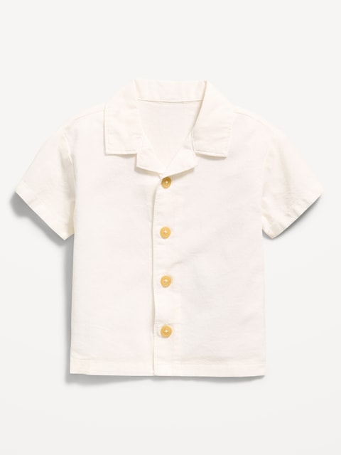 CHEMISE À MANCHES COURTES EN MÉLANGE DE LIN POUR BÉBÉ
