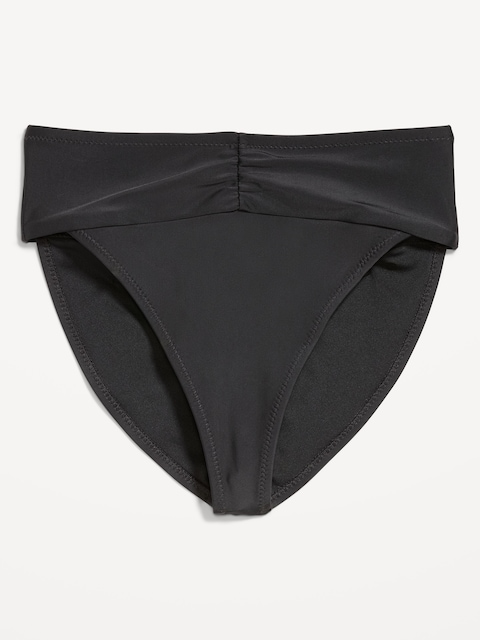 High-Waisted Cinched Bikini Swim Bottoms