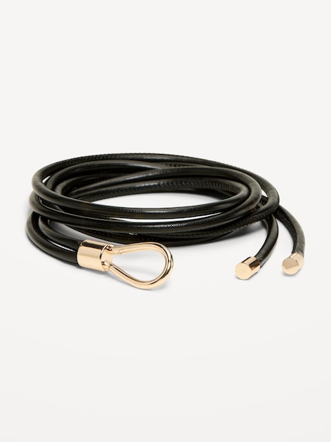 Faux-Leather Wrap Belt