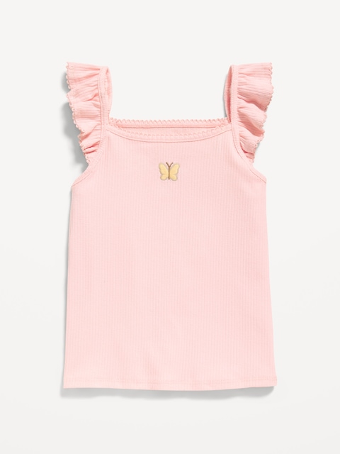 CAMISOLE CÔTELÉE À BORDURE À VOLANTS POUR TOUTE-PETITE