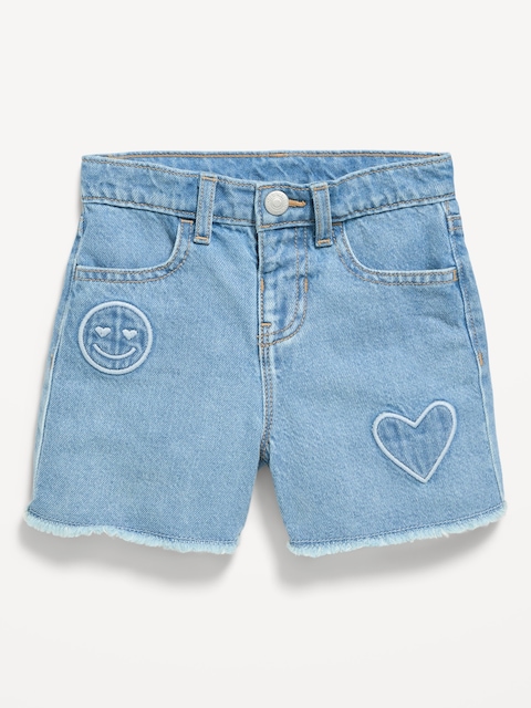 Embroidered Frayed-Hem Jean Shorts for Toddler Girls