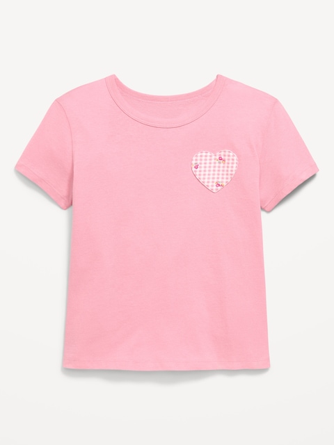 Softest Short-Sleeve Heart-Pocket T-Shirt for Girls