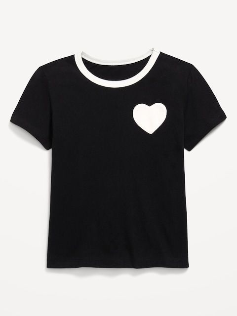 Softest Short-Sleeve Heart-Pocket T-Shirt for Girls