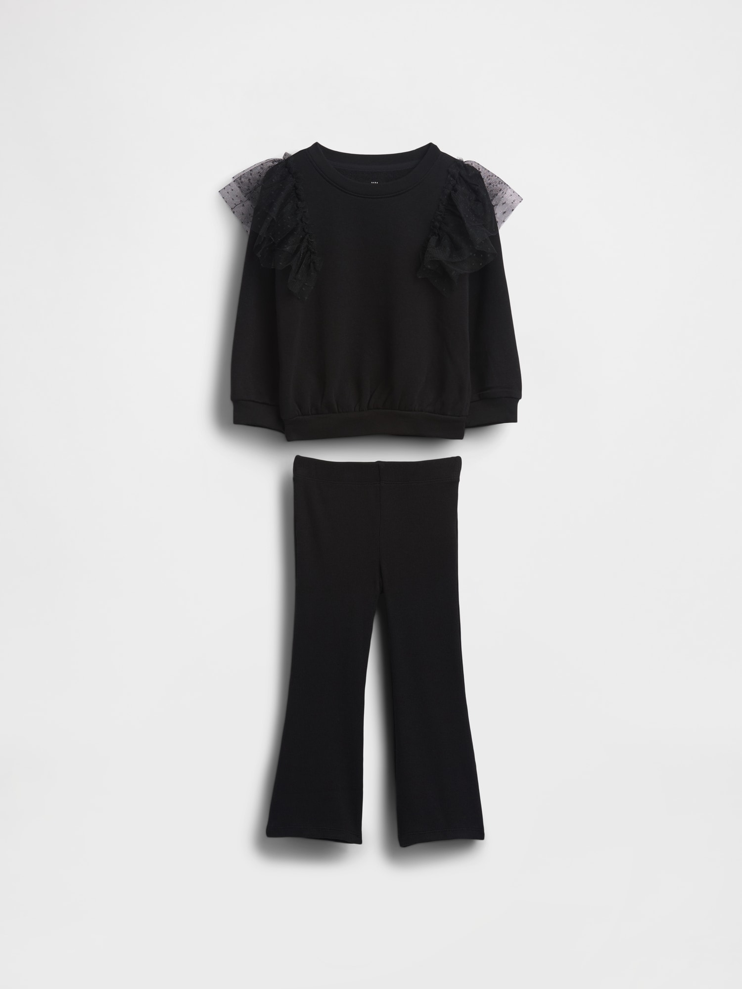 ENSEMBLE AVEC CHANDAIL EN TULLE ET LEGGING ÉVASÉ CÔTELÉ POUR BÉBÉ ET TOUT-PETIT