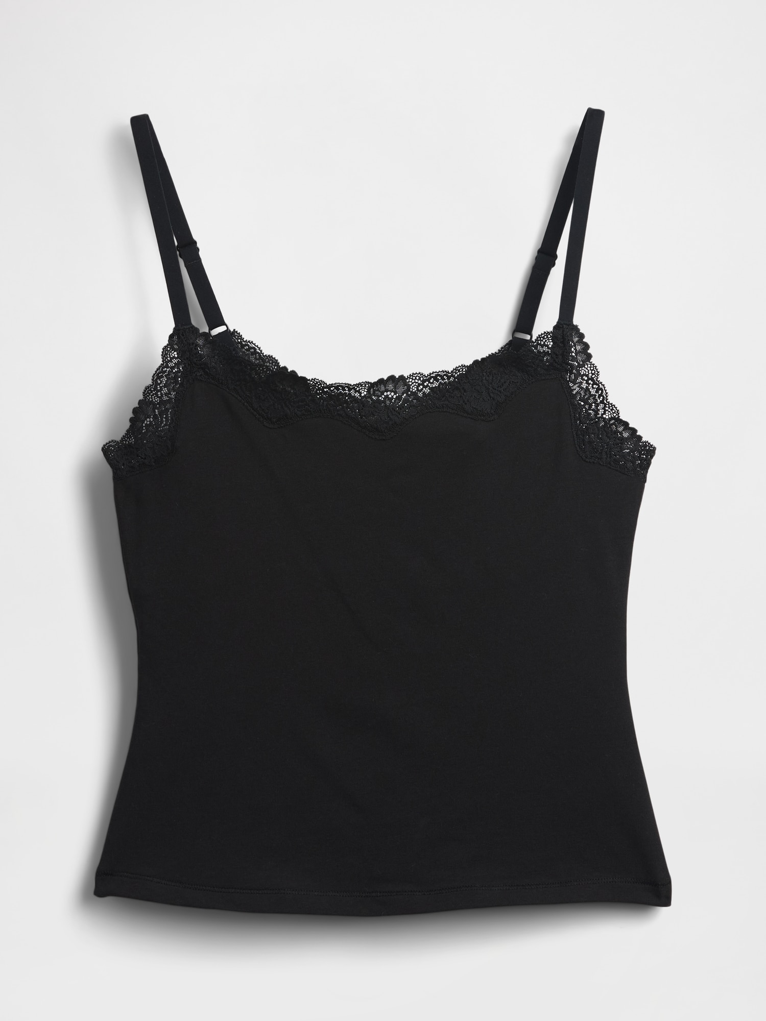 Organic Stretch Cotton Lace-Trim Cami