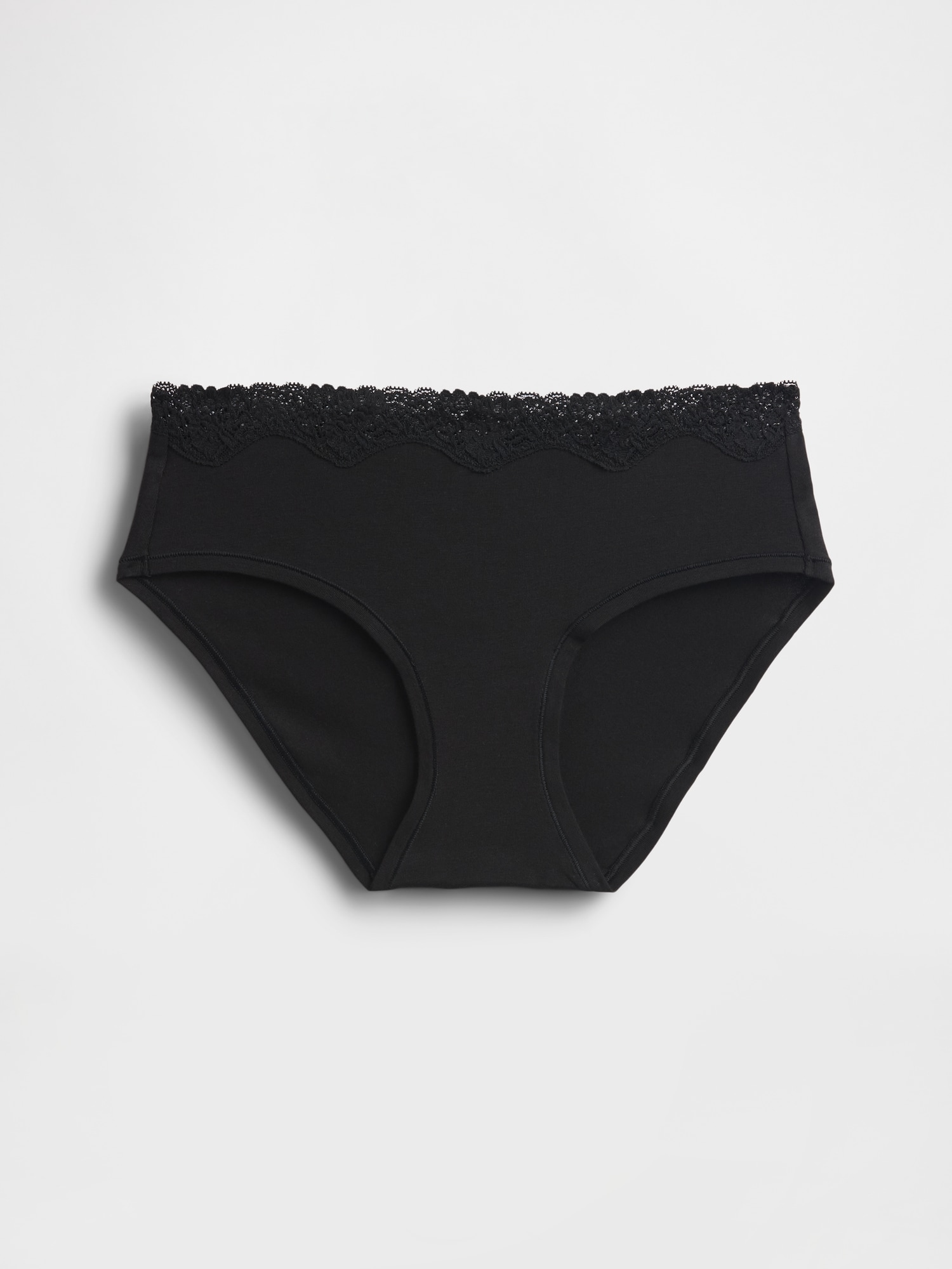 Organic Stretch Cotton Lace-Trim Hipster