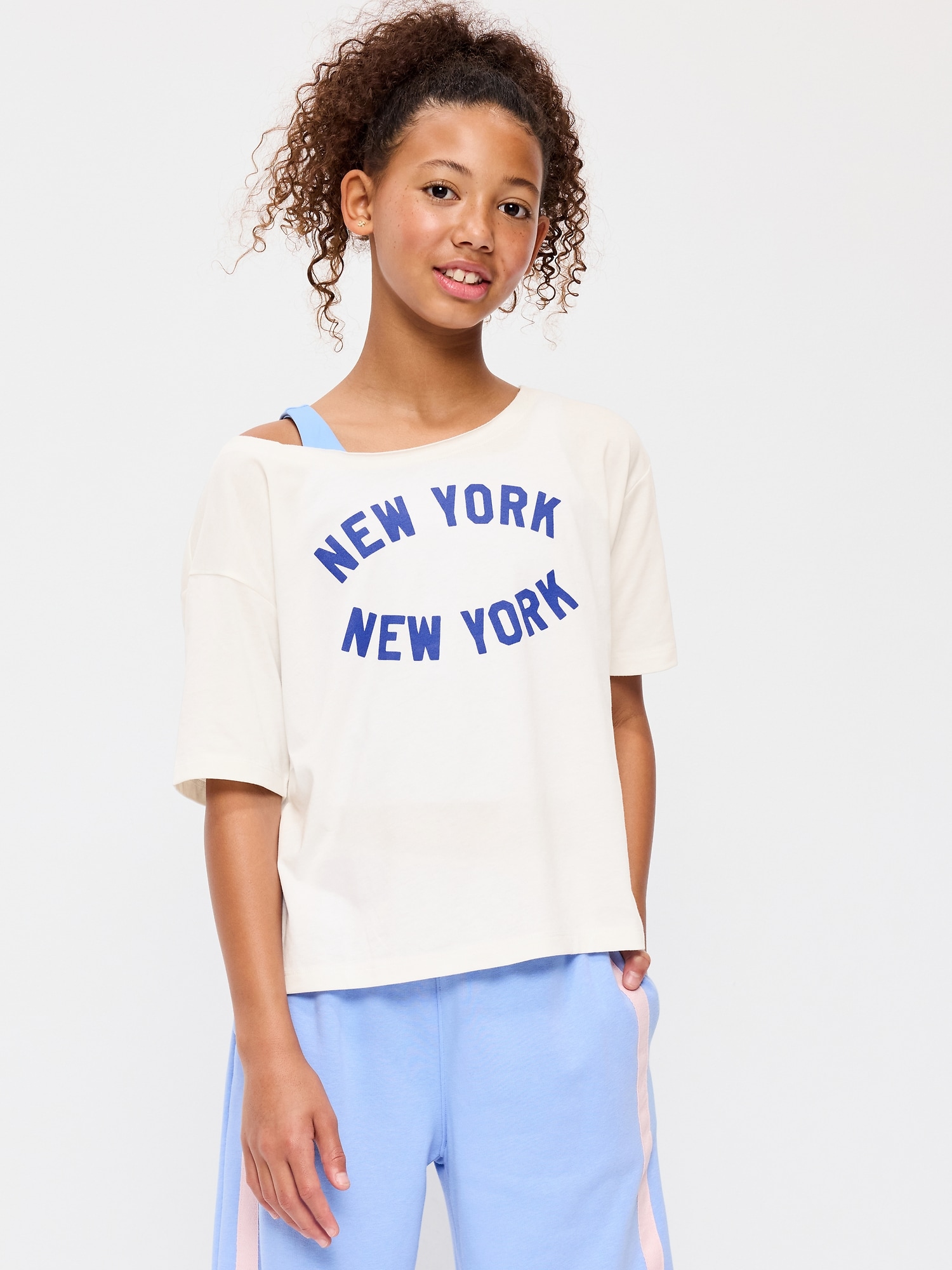 Off-Shoulder Graphic T-Shirt for Girls