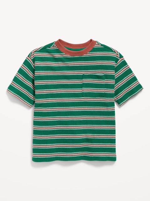 Oversized Short-Sleeve Waffle-Knit T-Shirt for Toddler Boys