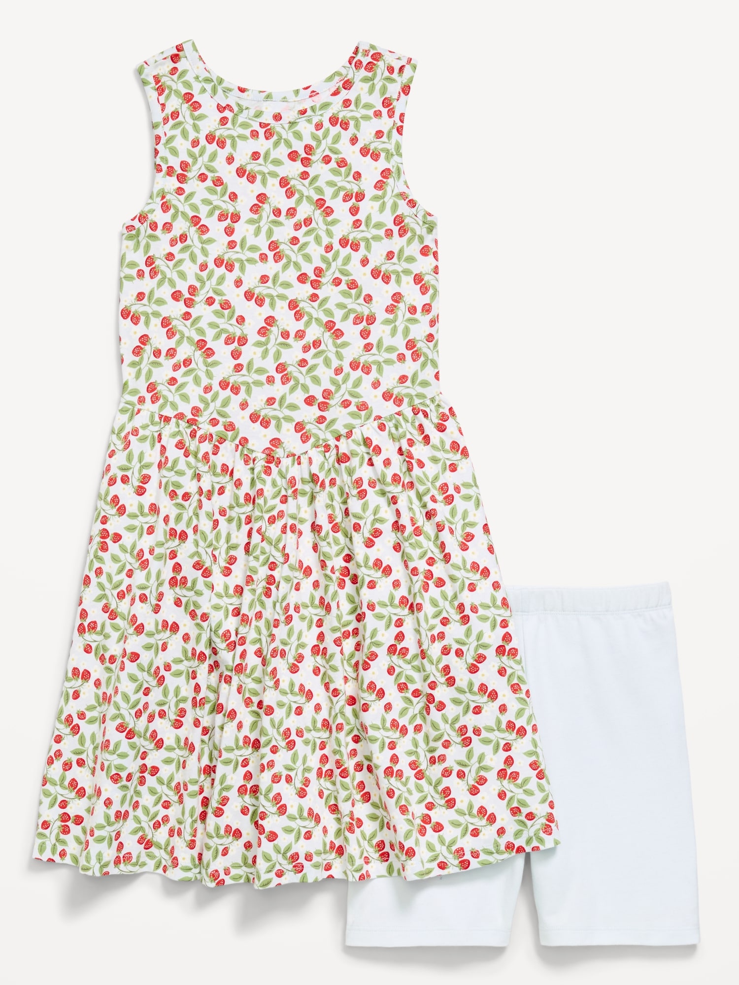 Sleeveless Fit and Flare Dress Biker Shorts Set for Girls