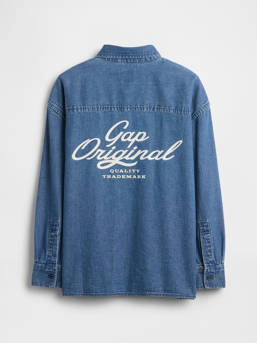 リラックスフィット GAPロゴ ポケット デニムシャツ (キッズ)