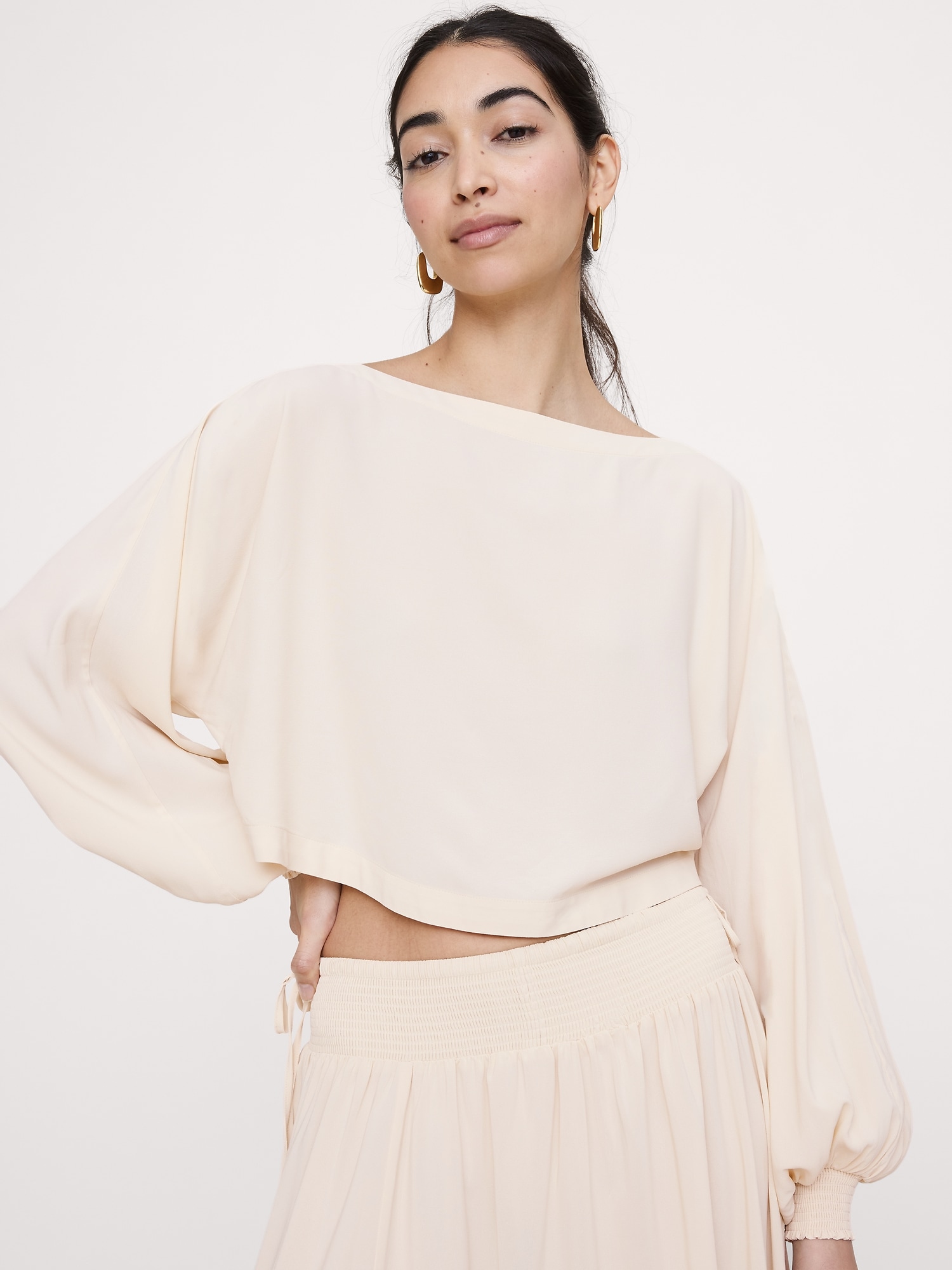 スモック ジョーゼット ボートネック トップス-2