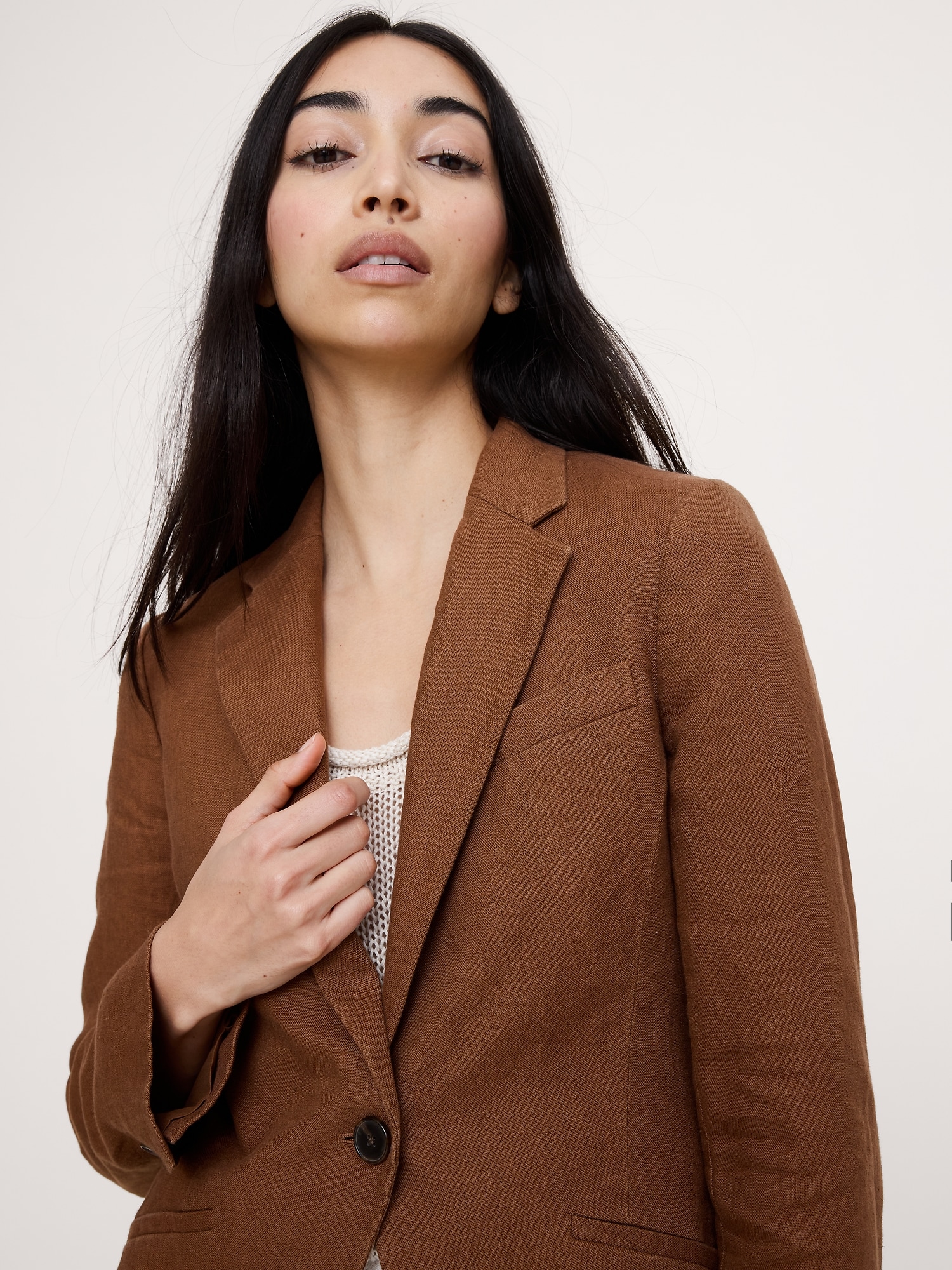 スリム リネン ブレザー-3