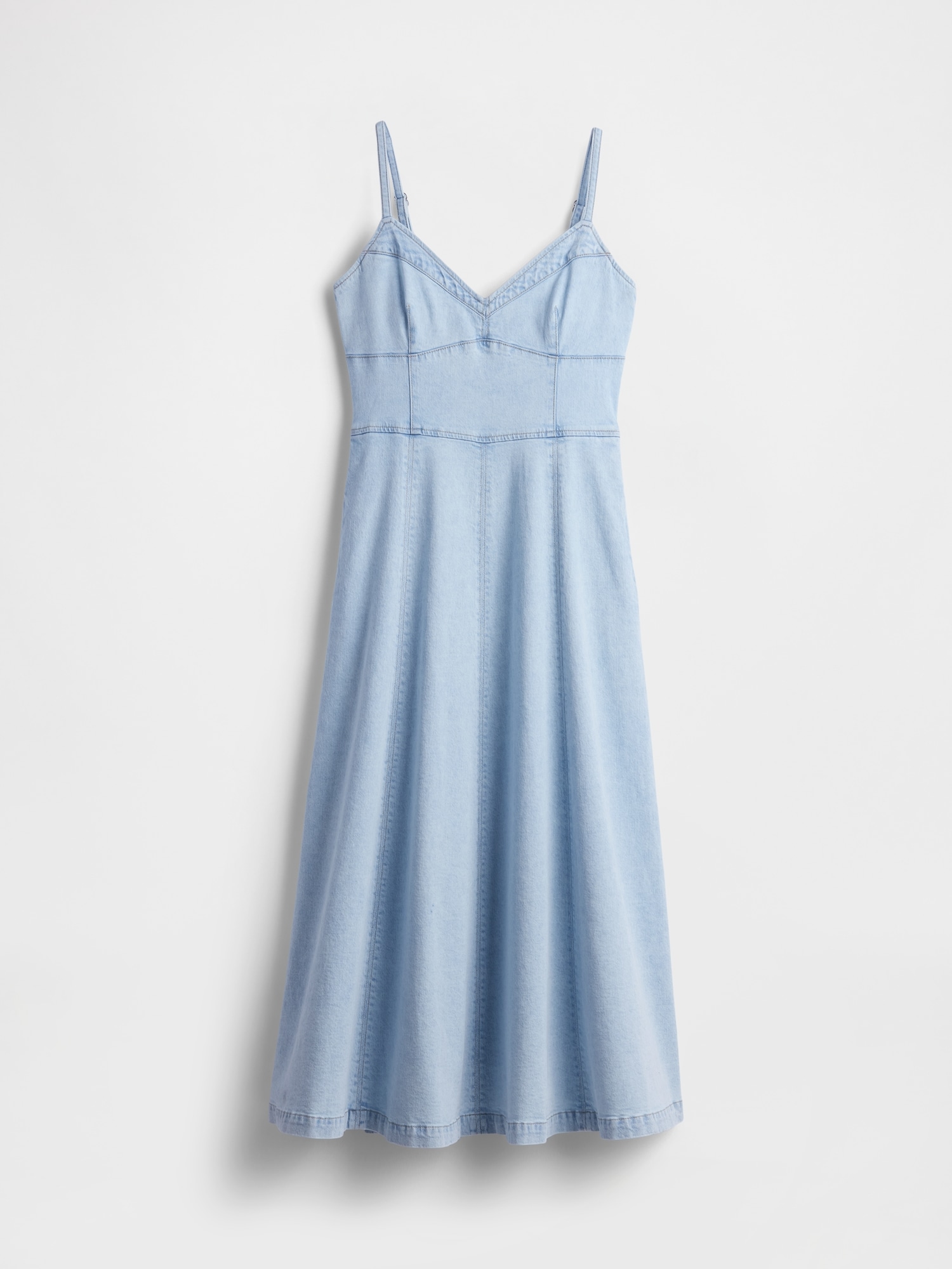 Denim Seamed Corset Maxi Dress